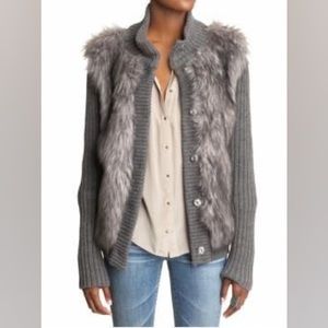 Michael Kors faux fur ribbed cardigan in do gray!